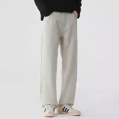 【dme】 纯色简约日常百搭休闲阔腿长裤高级感棉质舒适直筒牛仔裤 男女同款 米色