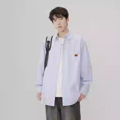 【dme】 美式复古学院风痞帅时尚宽松基础款纹理感休闲百搭长袖衬衫 男女同款