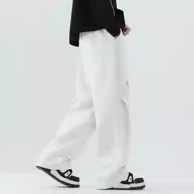 【dme】 纯色基础款松紧腰系带简约卫裤褶皱设计垂感百搭柔软舒适松弛感宽松直筒运动休闲裤 男女同款