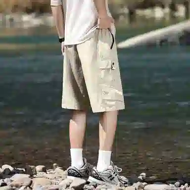 【dme】 纯棉美式潮流大口袋纯色简约运动工装五分裤宽松舒适透气百搭休闲短裤 男女同款