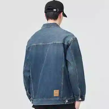 【dme】 潮牌美式时尚翻领大口袋宽松水洗单排扣牛仔外套 男女同款 蓝色