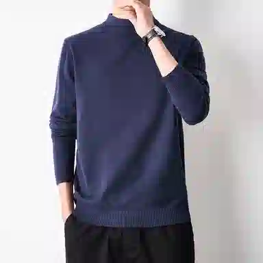 【dme】 基础款时尚百搭针织打底衫纯色高级感宽松半高领毛衣 男款