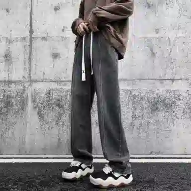 【dme】 美式潮牌中腰显瘦做旧休闲直筒舒适高街宽松牛仔裤 男女同款