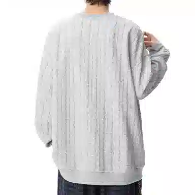 【dme】 时尚简约提花设计感圆领上衣纯色百搭休闲舒适套头长袖卫衣 男女同款