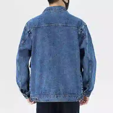 【dme】 美式高街复古水洗口袋翻领单排扣落肩长袖牛仔外套 男女同款