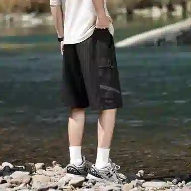 【dme】 纯棉美式潮流大口袋纯色简约运动工装五分裤宽松舒适透气百搭休闲短裤 男女同款