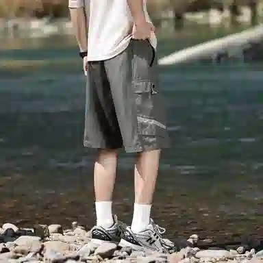 【dme】 纯棉美式潮流大口袋纯色简约运动工装五分裤宽松舒适透气百搭休闲短裤 男女同款