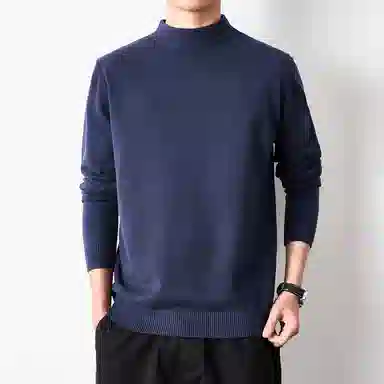 【dme】 基础款时尚百搭针织打底衫纯色高级感宽松半高领毛衣 男款