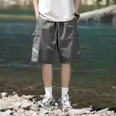 【dme】 纯棉美式潮流大口袋纯色简约运动工装五分裤宽松舒适透气百搭休闲短裤 男女同款