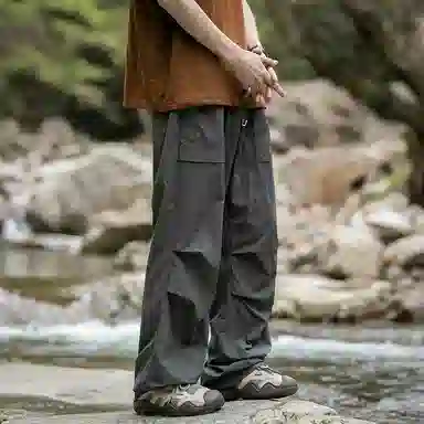 【dme】 美式潮流纯色山系户外休闲舒适耐磨透气百搭宽松中腰时尚直筒工装裤 男女同款