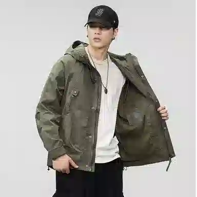 男生美式潮牌三防宽松舒适登山运动连帽时尚百搭软壳  防水防风保暖冲锋衣 男女同款