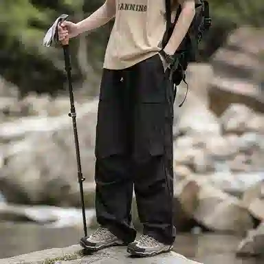 【dme】 美式潮流纯色山系户外休闲舒适耐磨透气百搭宽松中腰时尚直筒工装裤 男女同款