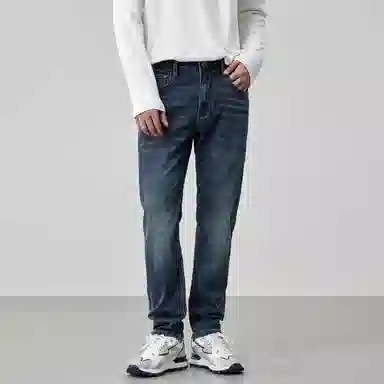 【dme】 美式复古时尚刺绣中腰百搭直筒牛仔裤 通用 蓝色