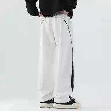 【dme】 美式潮牌高街复古纯色拼接撞色设计感宽松阔腿卫裤松紧腰百搭舒适透气垂感直筒休闲裤 男女同款