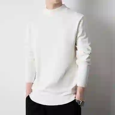 【dme】 基础款时尚百搭针织打底衫纯色高级感宽松半高领毛衣 男款