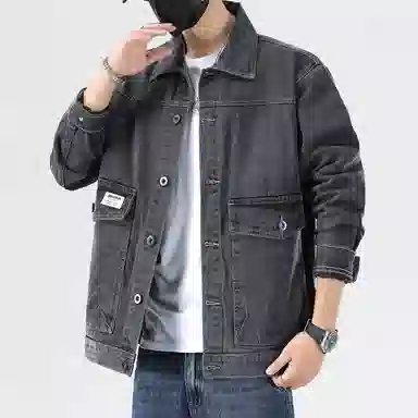 【dme】 美式高街复古水洗口袋翻领单排扣落肩长袖牛仔外套 男女同款