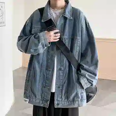 【dme】 时尚简约百搭宽松工装夹克水洗美式复古潮流痞帅牛仔外套 男女同款