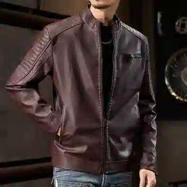 【dme】 美式复古机车风休闲立领防风防水皮衣 男女同款