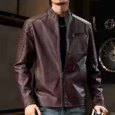 【dme】 美式复古机车风休闲立领防风防水皮衣 男女同款