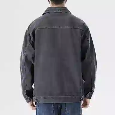 【dme】 美式高街复古水洗口袋翻领单排扣落肩长袖牛仔外套 男女同款