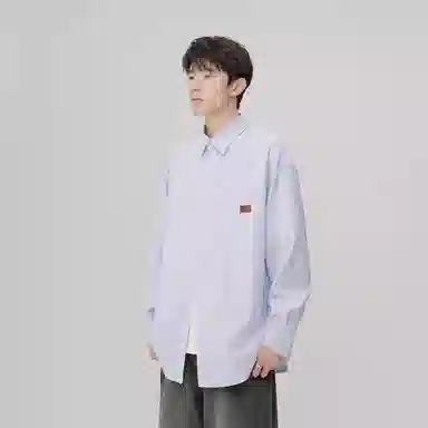 【dme】 美式复古学院风痞帅时尚宽松基础款纹理感休闲百搭长袖衬衫 男女同款