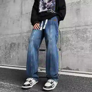 【dme】 美式潮牌中腰显瘦做旧休闲直筒舒适高街宽松牛仔裤 男女同款