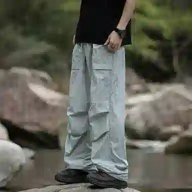 【dme】 美式潮流纯色山系户外休闲舒适耐磨透气百搭宽松中腰时尚直筒工装裤 男女同款