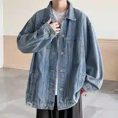 【dme】 时尚简约百搭宽松工装夹克水洗美式复古潮流痞帅牛仔外套 男女同款