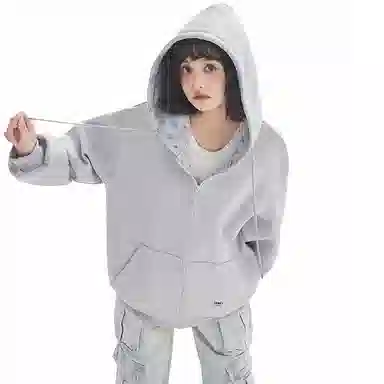 【dme】 时尚日常通勤百搭碎花拼接设计休闲开衫美式潮流宽松舒适连帽卫衣 男女同款