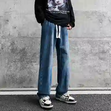 【dme】 美式潮牌中腰显瘦做旧休闲直筒舒适高街宽松牛仔裤 男女同款