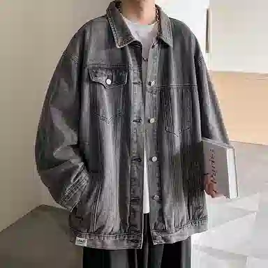 【dme】 时尚简约百搭宽松工装夹克水洗美式复古潮流痞帅牛仔外套 男女同款