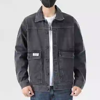 【dme】 美式高街复古水洗口袋翻领单排扣落肩长袖牛仔外套 男女同款