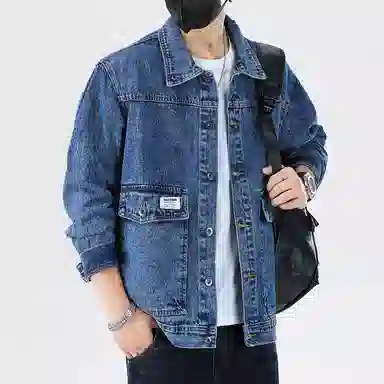 【dme】 美式高街复古水洗口袋翻领单排扣落肩长袖牛仔外套 男女同款