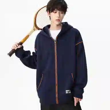 【dme】 美式复古高级感撞色拉链开衫外套青年痞帅宽松舒适休闲百搭连帽卫衣 男女同款