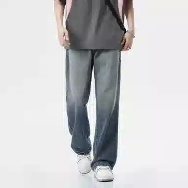 【dme】 美式高街简约设计百搭基础款休闲宽松垂感直筒牛仔裤 男女同款 蓝色