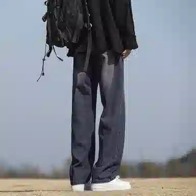 【dme】 美式潮牌复古做旧休闲直筒舒适显瘦宽松阔腿牛仔裤 男女同款