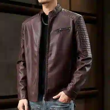 【dme】 美式复古机车风休闲立领防风防水皮衣 男女同款