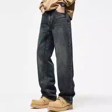 【dme】 时尚简约无弹宽松舒适百搭直筒牛仔裤 男女同款