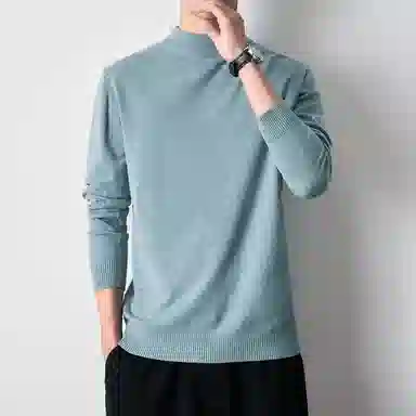 【dme】 基础款时尚百搭针织打底衫纯色高级感宽松半高领毛衣 男款