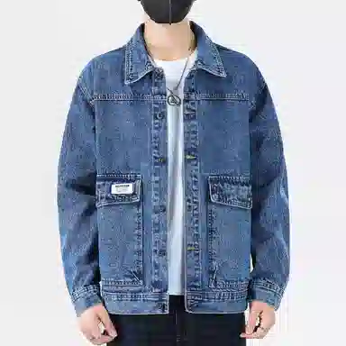 【dme】 美式高街复古水洗口袋翻领单排扣落肩长袖牛仔外套 男女同款