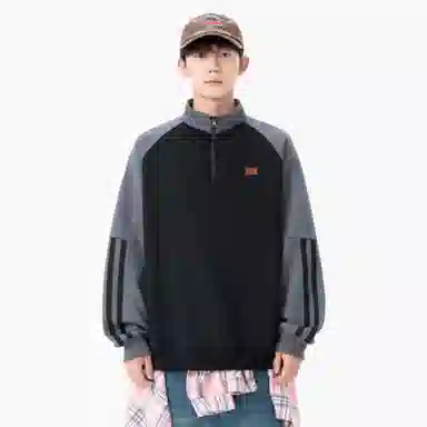 【dme】 美式经典高街校园风纯色半拉链立领套头宽松舒适氛围感学生党无性别主义长袖卫衣 男女同款