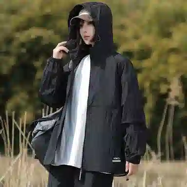 【dme】 美式复古机能风薄款凉感宽松连帽长袖基础款时尚简约百搭休闲 凉感透气速干防晒服 男女同款