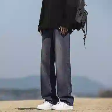 【dme】 美式潮牌复古做旧休闲直筒舒适显瘦宽松阔腿牛仔裤 男女同款