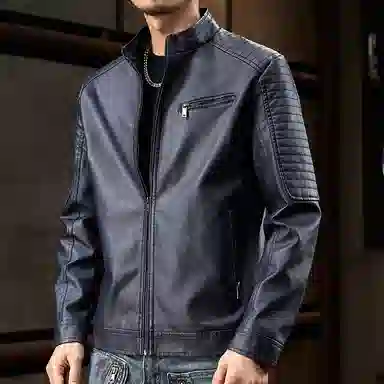 【dme】 美式复古机车风休闲立领防风防水皮衣 男女同款