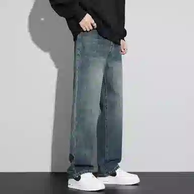 【dme】 美式时尚百搭基础款宽松阔腿牛仔裤 男款 复古蓝