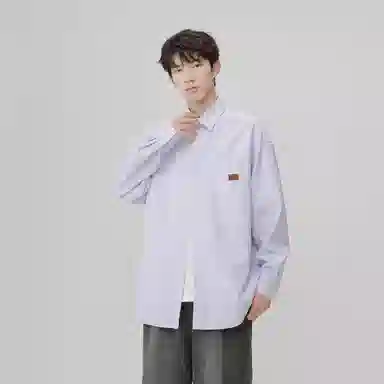 【dme】 美式复古学院风痞帅时尚宽松基础款纹理感休闲百搭长袖衬衫 男女同款