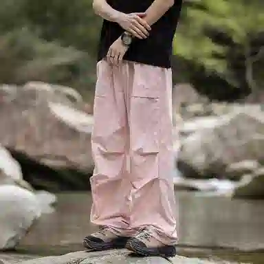 【dme】 美式潮流纯色山系户外休闲舒适耐磨透气百搭宽松中腰时尚直筒工装裤 男女同款