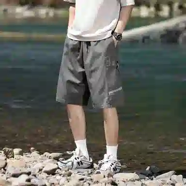 【dme】 纯棉美式潮流大口袋纯色简约运动工装五分裤宽松舒适透气百搭休闲短裤 男女同款