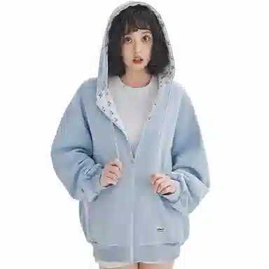 【dme】 时尚日常通勤百搭碎花拼接设计休闲开衫美式潮流宽松舒适连帽卫衣 男女同款