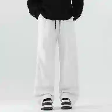 【dme】 纯色基础款松紧腰系带简约卫裤褶皱设计垂感百搭柔软舒适松弛感宽松直筒运动休闲裤 男女同款